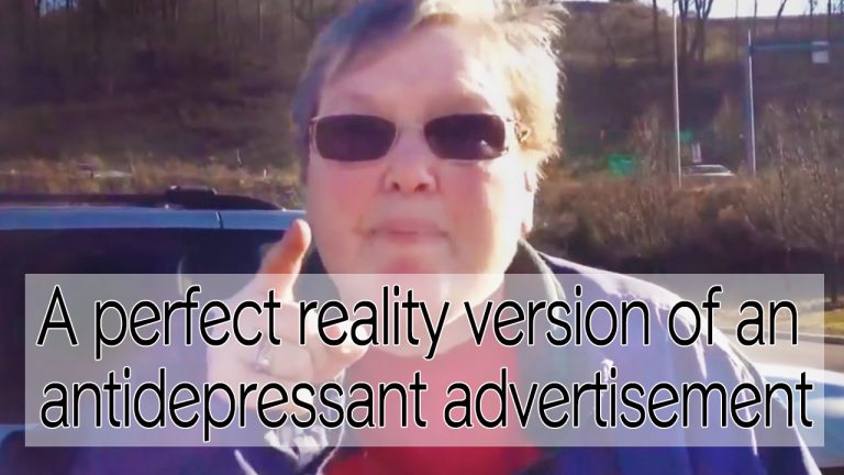 A perfect reality version of an antidepressant TV advertisement.